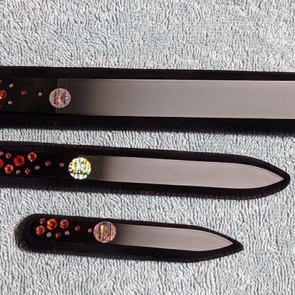 🆕SET OF 3 Black Nail Files - W/BEAUTIFUL SWAROVSKI CRYSTALS - MULTIPLE COLORS - Picture 8 of 11